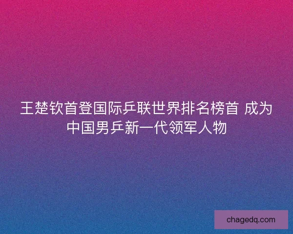 王楚钦首登国际乒联世界排名榜首 成为中国男乒新一代领军人物
