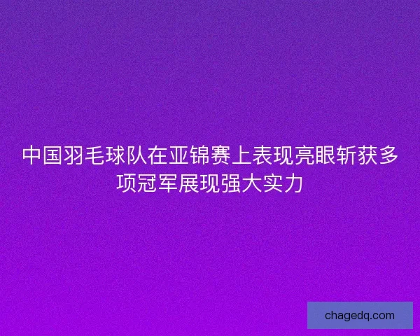 中国羽毛球队在亚锦赛上表现亮眼斩获多项冠军展现强大实力