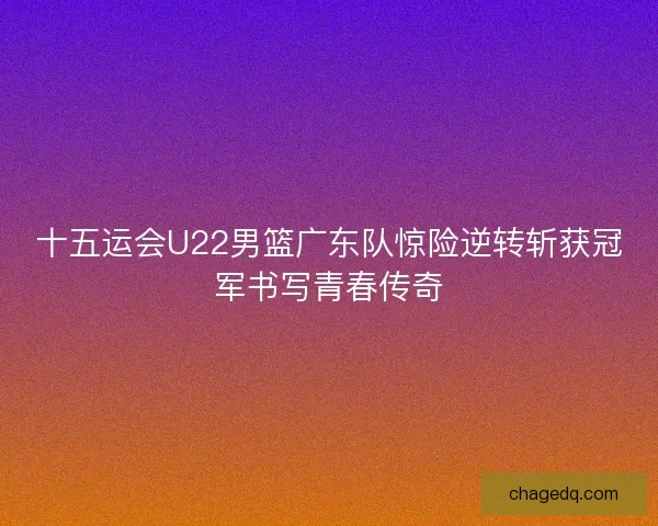 十五运会U22男篮广东队惊险逆转斩获冠军书写青春传奇