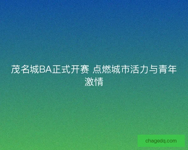 茂名城BA正式开赛 点燃城市活力与青年激情