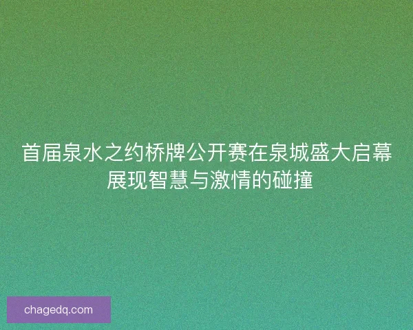 首届泉水之约桥牌公开赛在泉城盛大启幕 展现智慧与激情的碰撞 首届泉水之约桥牌公开赛在泉城盛大启幕 展现智慧与激情的碰撞
